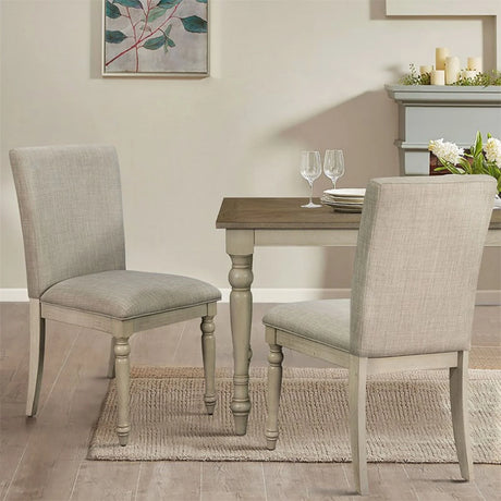 Fiona - Upholstered Dining Chair With Turned Legs (Set of 2) - Light Gray - Furniture Home Direct