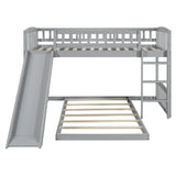 Twin Over Twin Classic Bunk Bed With Slide And Ladder - Gray - Furniture Home Direct