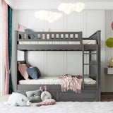 Bunk Bed With Twin Size Trundle, Guardrails - Furniture Home Direct