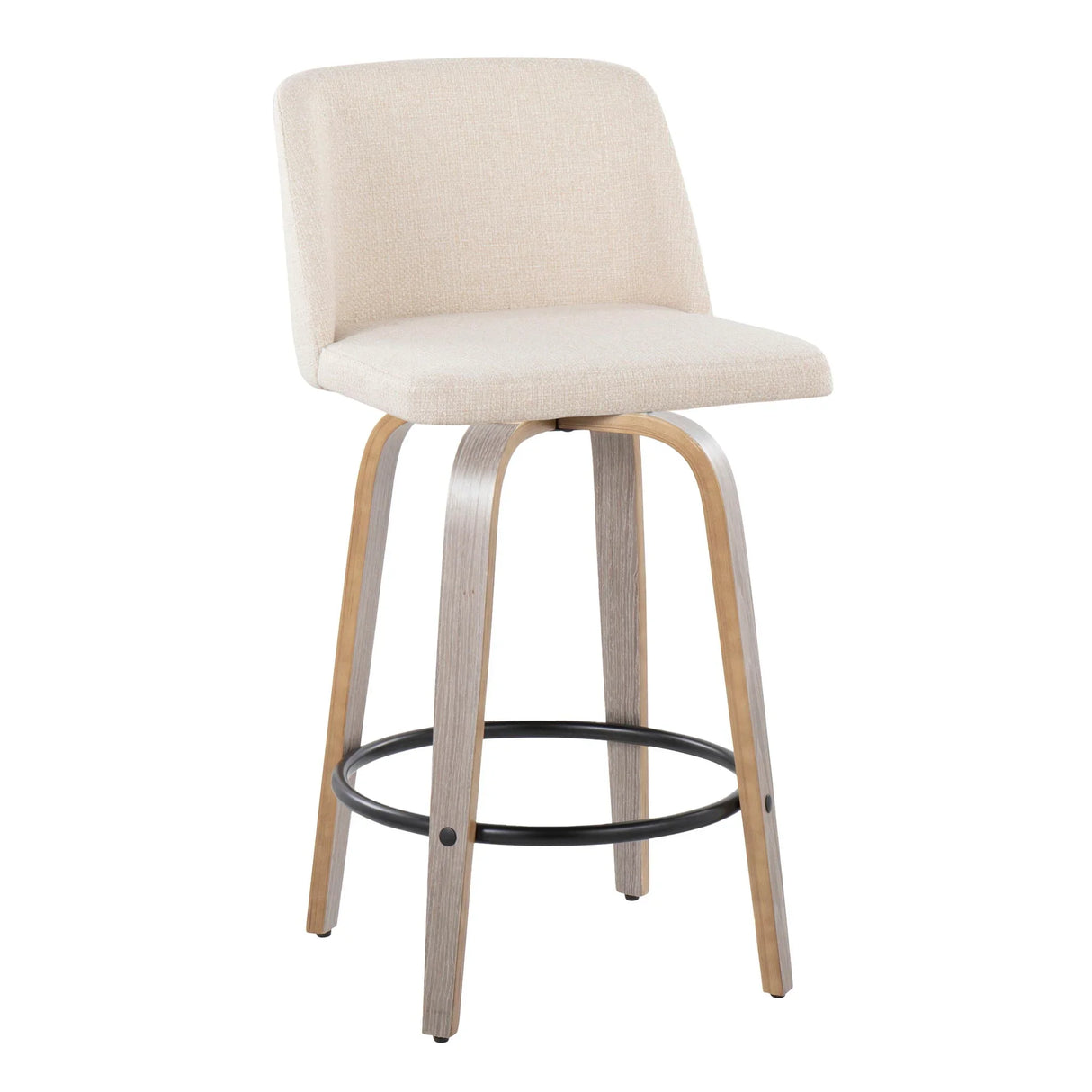 Toriano - Contemporary Fixed Height Counter Stool With Swivel & Round Footrest (Set of 2) - Furniture Home Direct