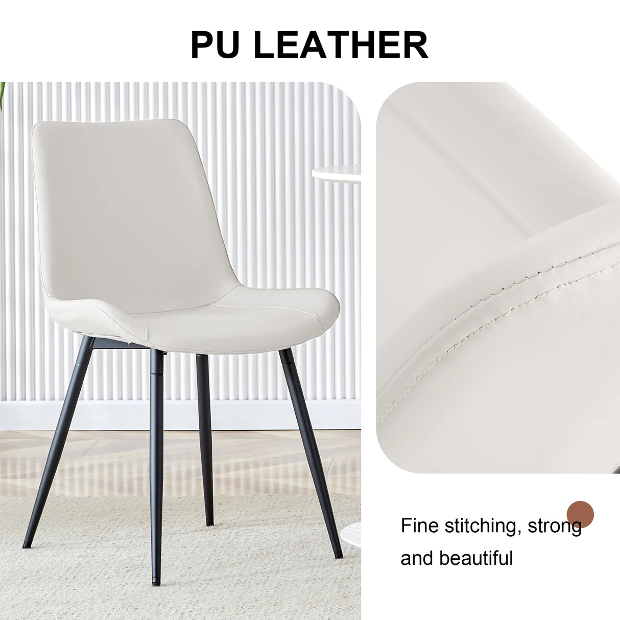 Set Of 6 White Faux Leather Dining Chairs - Furniture Home Direct