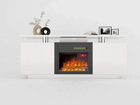 TV Cabinet, TV Unit With Fireplace, Have Heat And Flame Color Changes - White - Furniture Home Direct