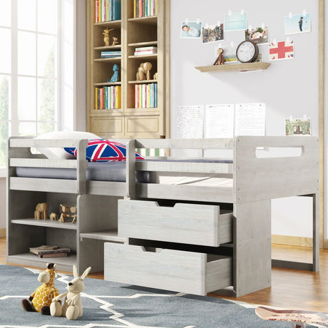 Loft Bed With Two Shelves And Two Drawers - Furniture Home Direct