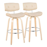 Lombardi - Mid Century Modern Fixed Height Barstool With Swivel With Round Footrest (Set of 2) - Furniture Home Direct