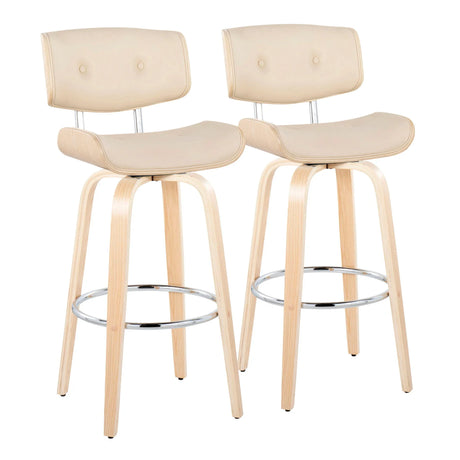 Lombardi - Mid Century Modern Fixed Height Barstool With Swivel With Round Footrest (Set of 2) - Furniture Home Direct