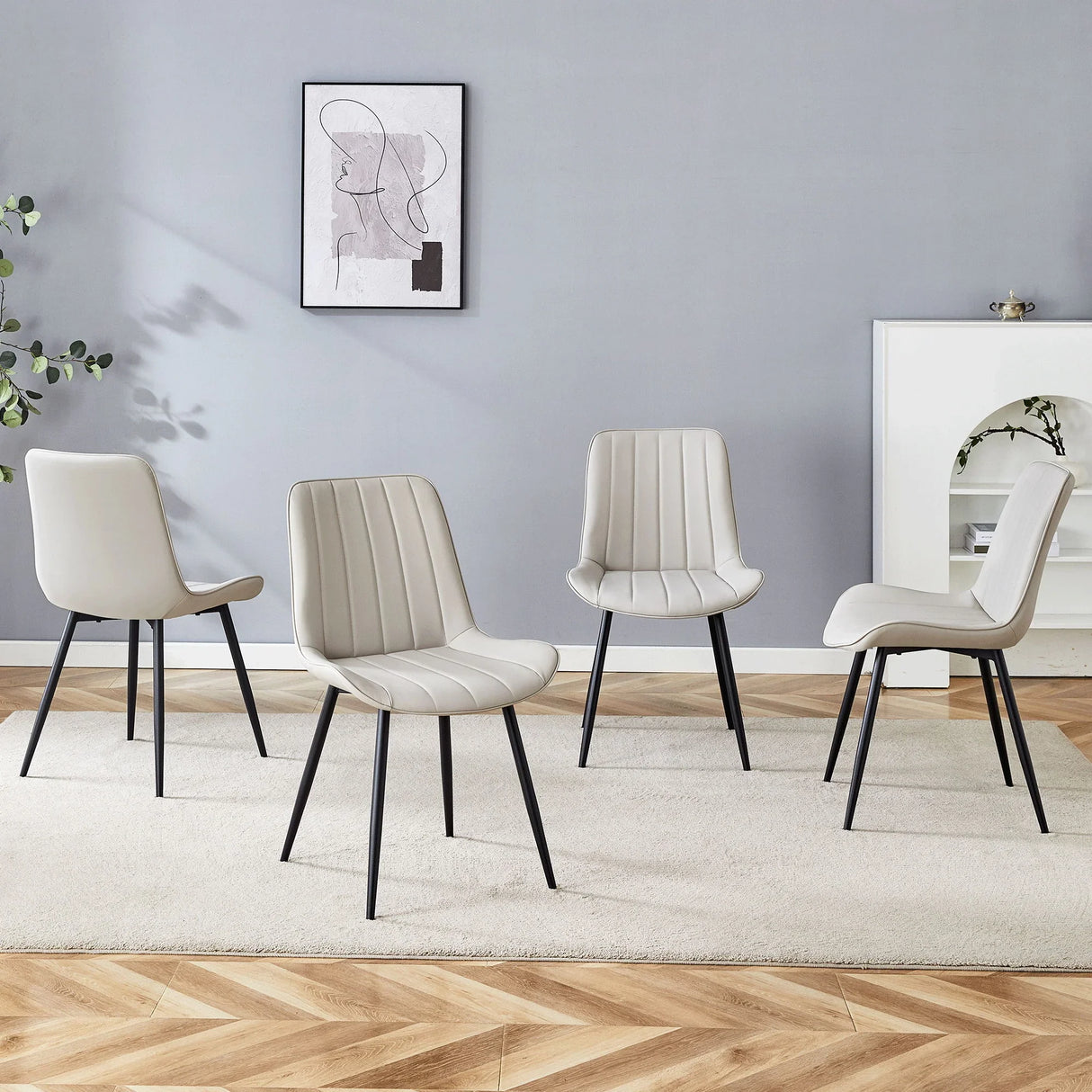 Modern Style Extended Seat Cushion Dining Chair Set - Furniture Home Direct