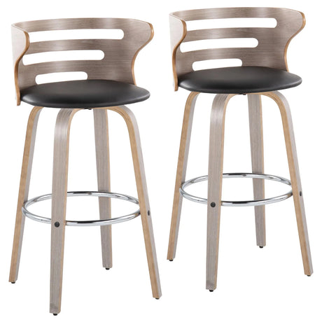 Cosini - Mid Century Modern Fixed Height, Barstool With Swivel With Round Footrest (Set of 2) - Furniture Home Direct