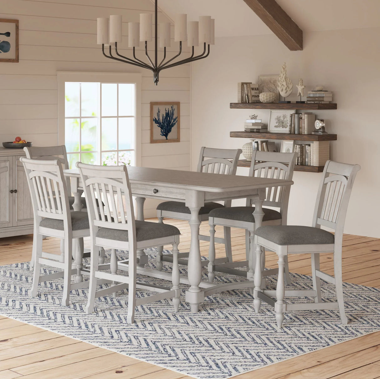 Mariano - Slat Back Barstools (Set of 2) - Gray - Furniture Home Direct