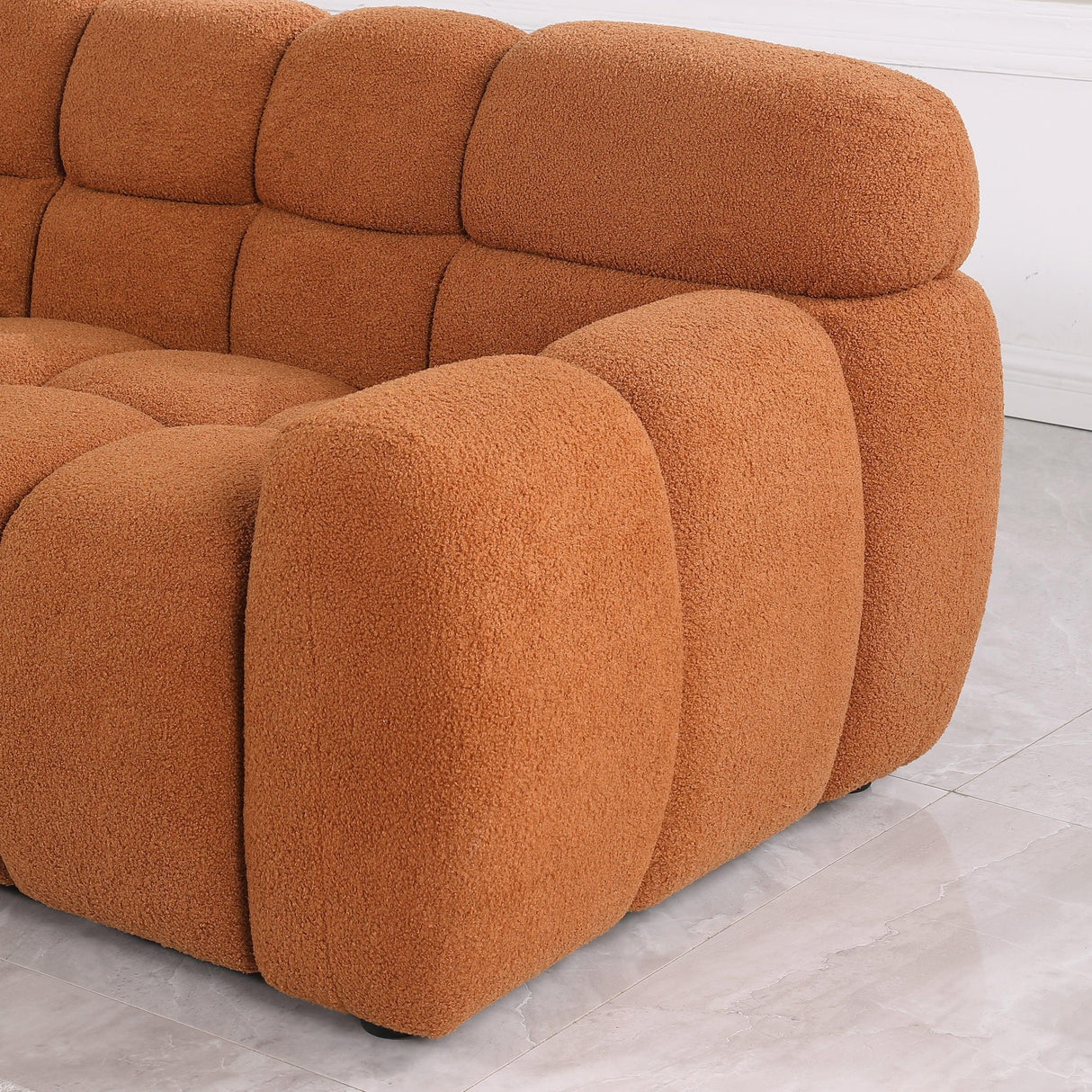 Marshmallow 2 PC Living Room Set (Sofa and Love Seat) - Orange - Furniture Home Direct