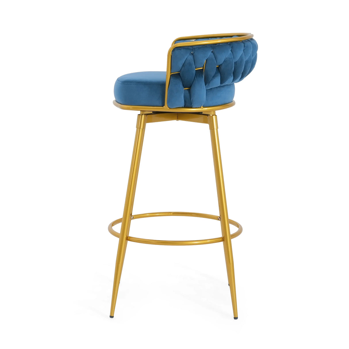 Counter Height Bar Stools Pair Tufted Gold Frame Blue - Furniture Home Direct