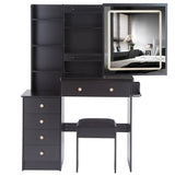 Vanity Table with Cushioned Stool Modern Finish Black - Furniture Home Direct