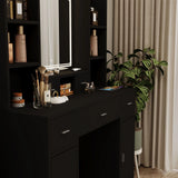 Newly Designed Smart Mirror Dressing Table With Drawers And Storage Cabinet, Dressing Table With Dressing Pad For Bedroom - Black - Furniture Home Direct