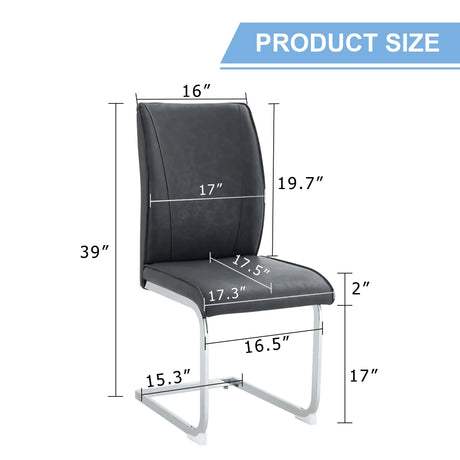Dining Chairs Cantilever Metal Frame Modern Dark Gray - Furniture Home Direct
