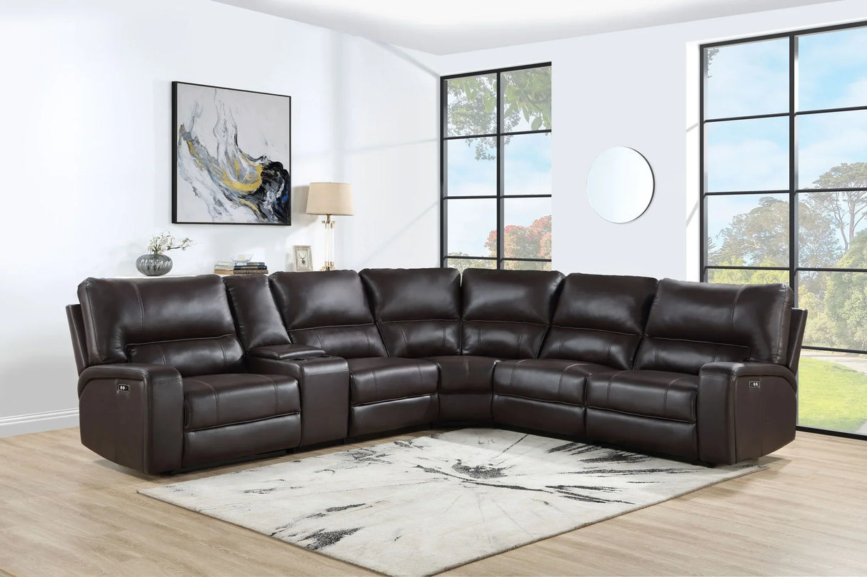 Saul - Power Recliner Sectional Sofa With USB Port Cupholder Console - Furniture Home Direct