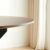 Mid-Century Dining Table For 4 - 6 People With Round MDF Table Top, Pedestal Dining Table, End Table Leisure Coffee Table, Cross Leg - Furniture Home Direct