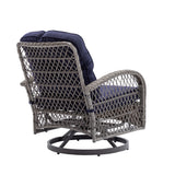 3 Piece Conversation Set With Glass Coffee Table - Navy Blue - Furniture Home Direct