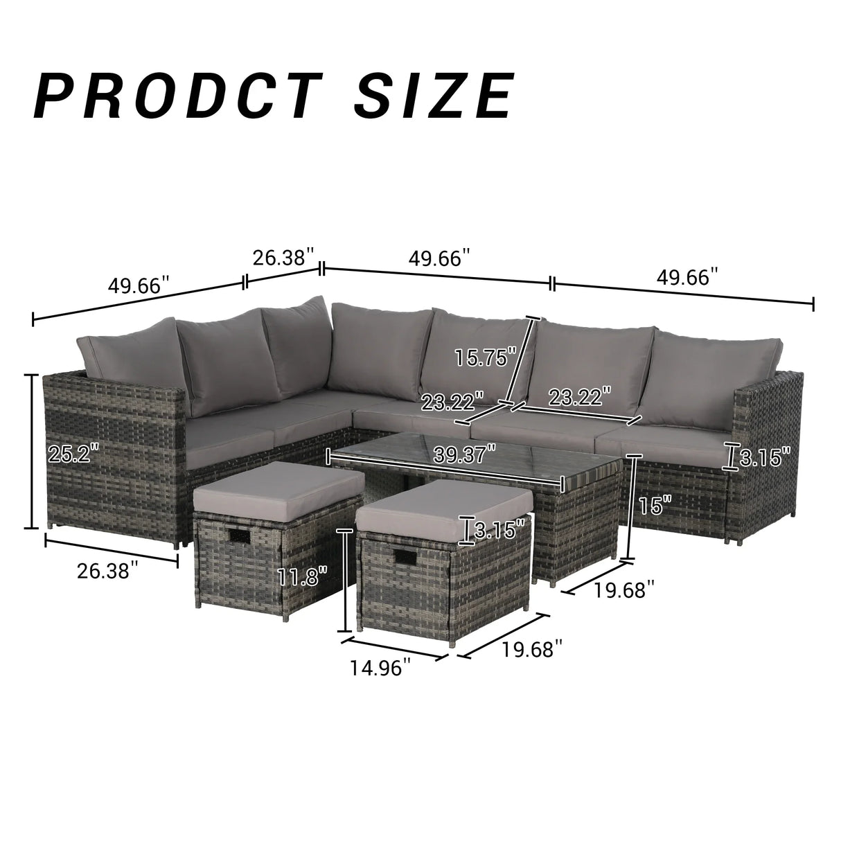 Outdoor Sectional Set - Gray - Furniture Home Direct