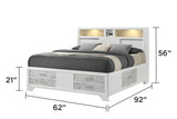 Queen Bed With Storage Drawers Modern Marble Finish White - Furniture Home Direct