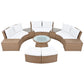 10 Piece Outdoor Sectional Half Round Patio Rattan Sofa Set - Furniture Home Direct
