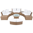 10 Piece Outdoor Sectional Half Round Patio Rattan Sofa Set - Furniture Home Direct