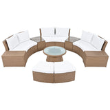 10 Piece Outdoor Sectional Half Round Patio Rattan Sofa Set - Furniture Home Direct