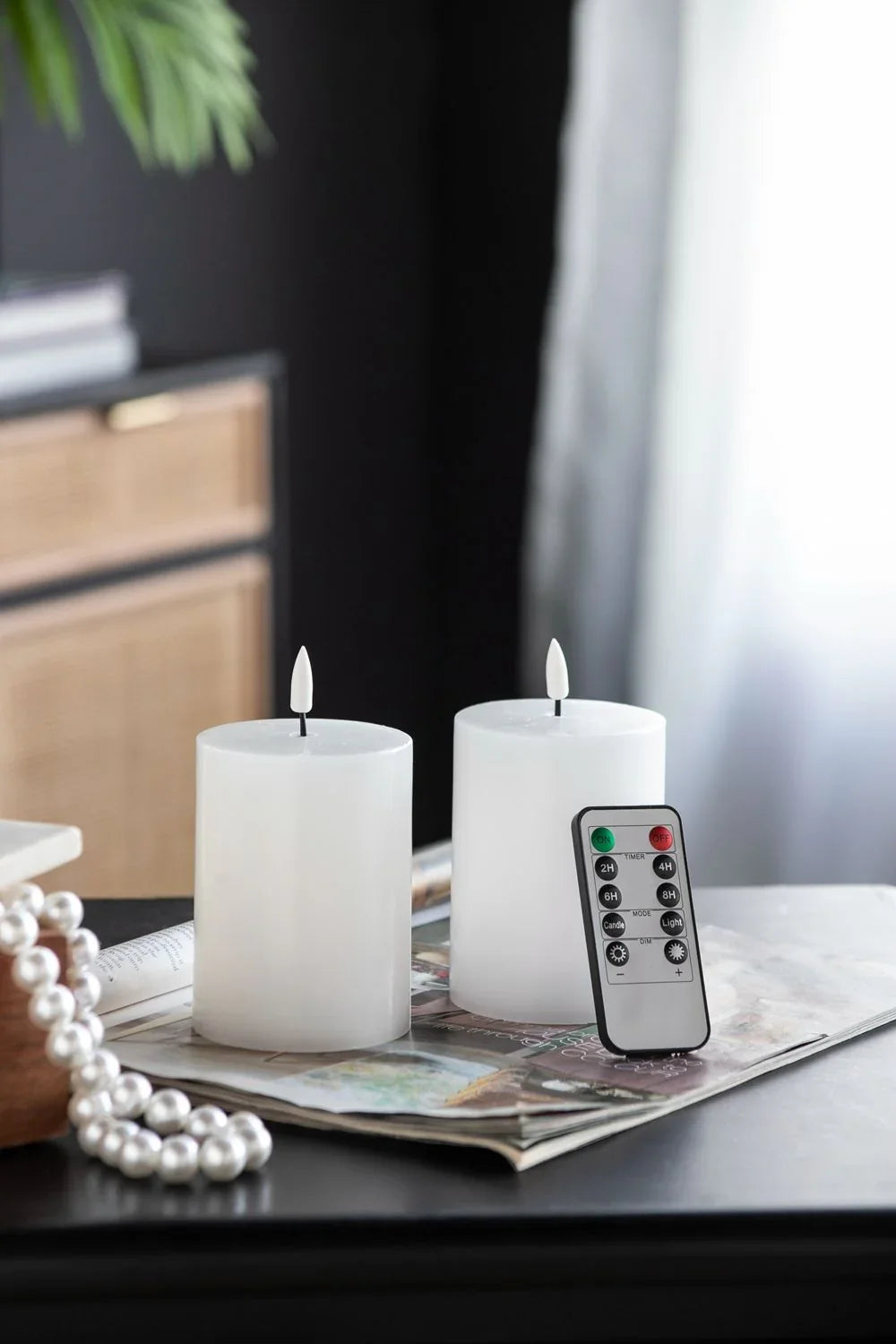 LED Candles With Wick And Remote Control Timer (Set of 2) - White - Furniture Home Direct