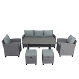 6-Piece Outdoor Wicker Set - Gray - Furniture Home Direct