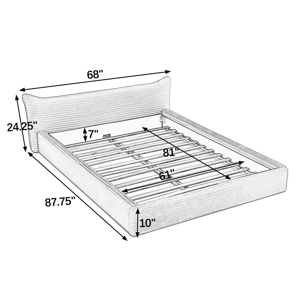 Modern Upholstered Bed Frame With Curved Headboard - Furniture Home Direct