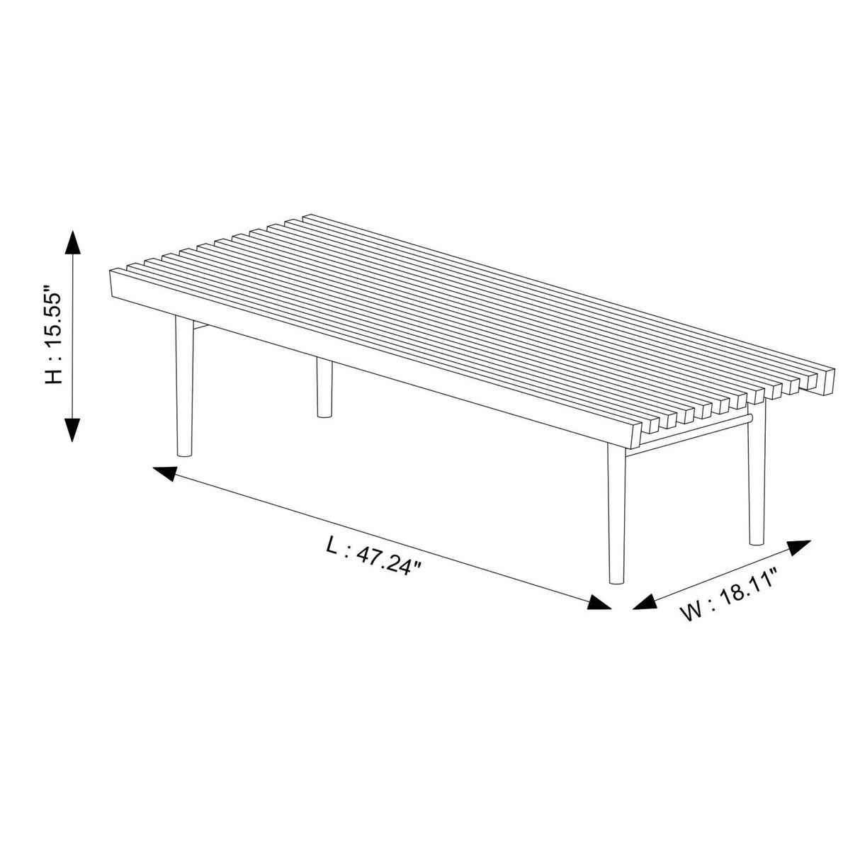Mia - Mid-Century Modern Bench - Dark Brown - Furniture Home Direct