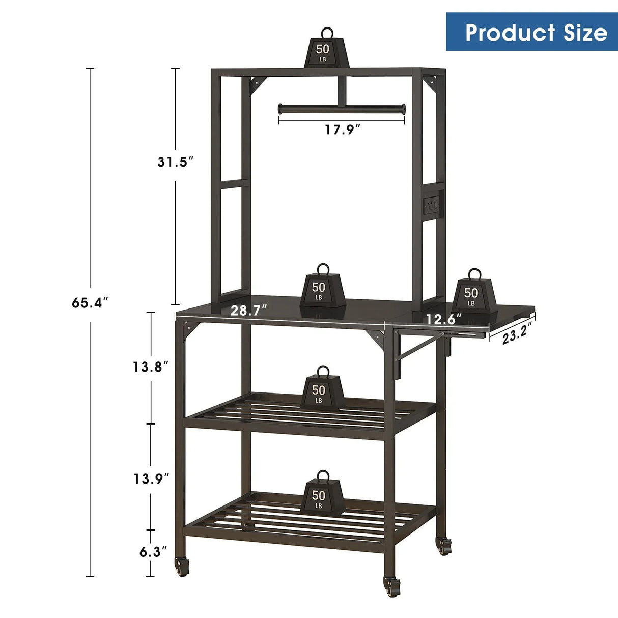 Heavy Duty 3D Printer Stand With Filament Storage Rack - Black - Furniture Home Direct