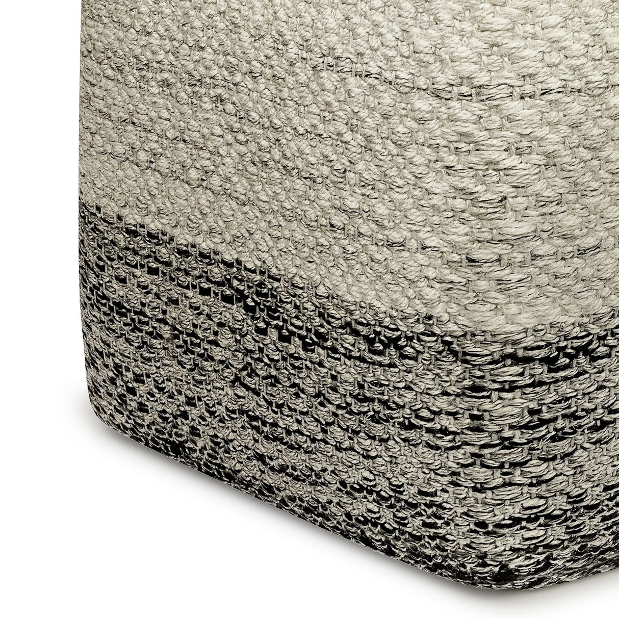 Macie - Square Woven Outdoor / Indoor Pouf - Gray / White - Furniture Home Direct