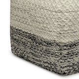 Macie - Square Woven Outdoor / Indoor Pouf - Gray / White - Furniture Home Direct