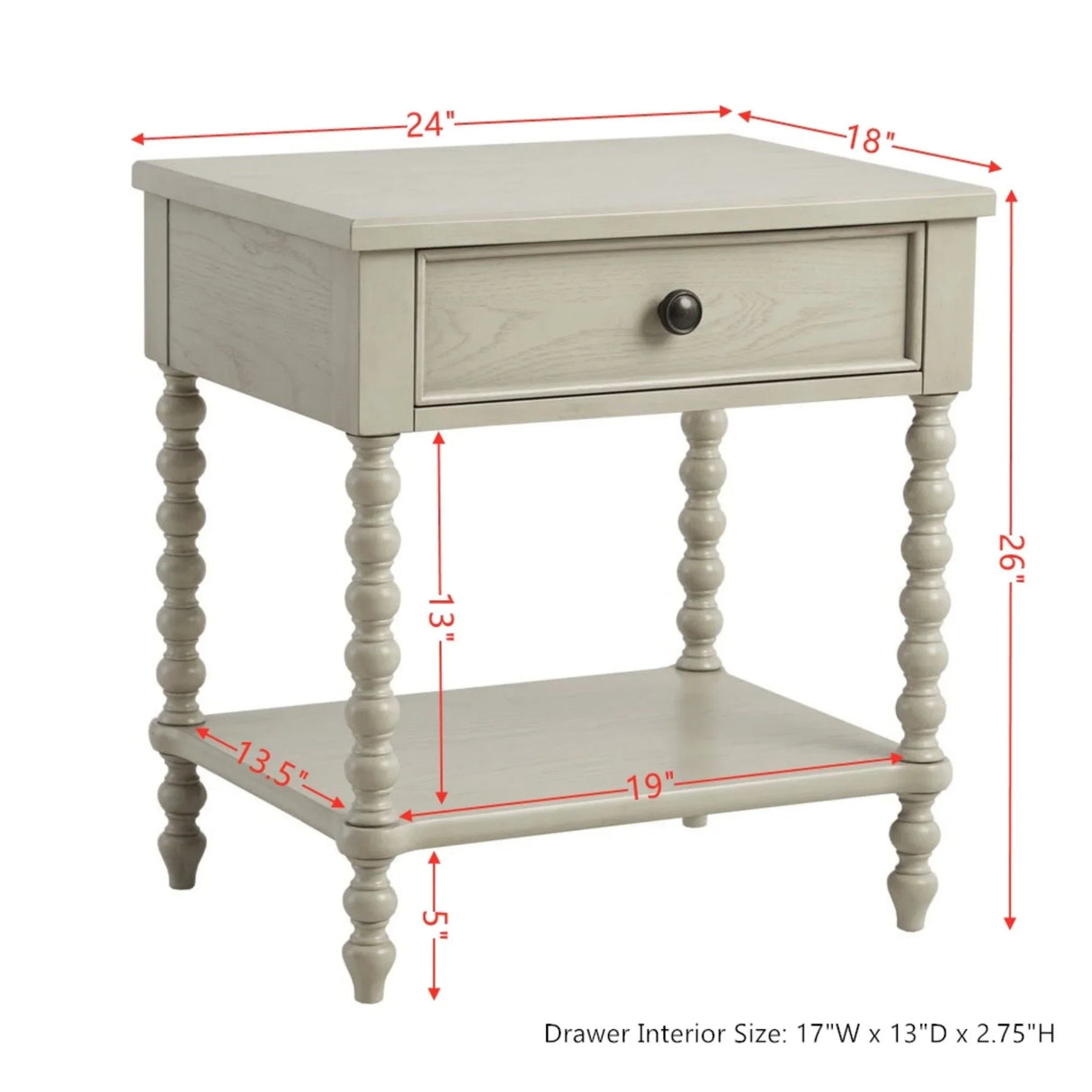 Traditional Durable Nightstand Table With Drawer And Shelf - Furniture Home Direct