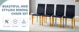 Dining Chairs Four Modern PU Leather Gold Legs Black - Furniture Home Direct