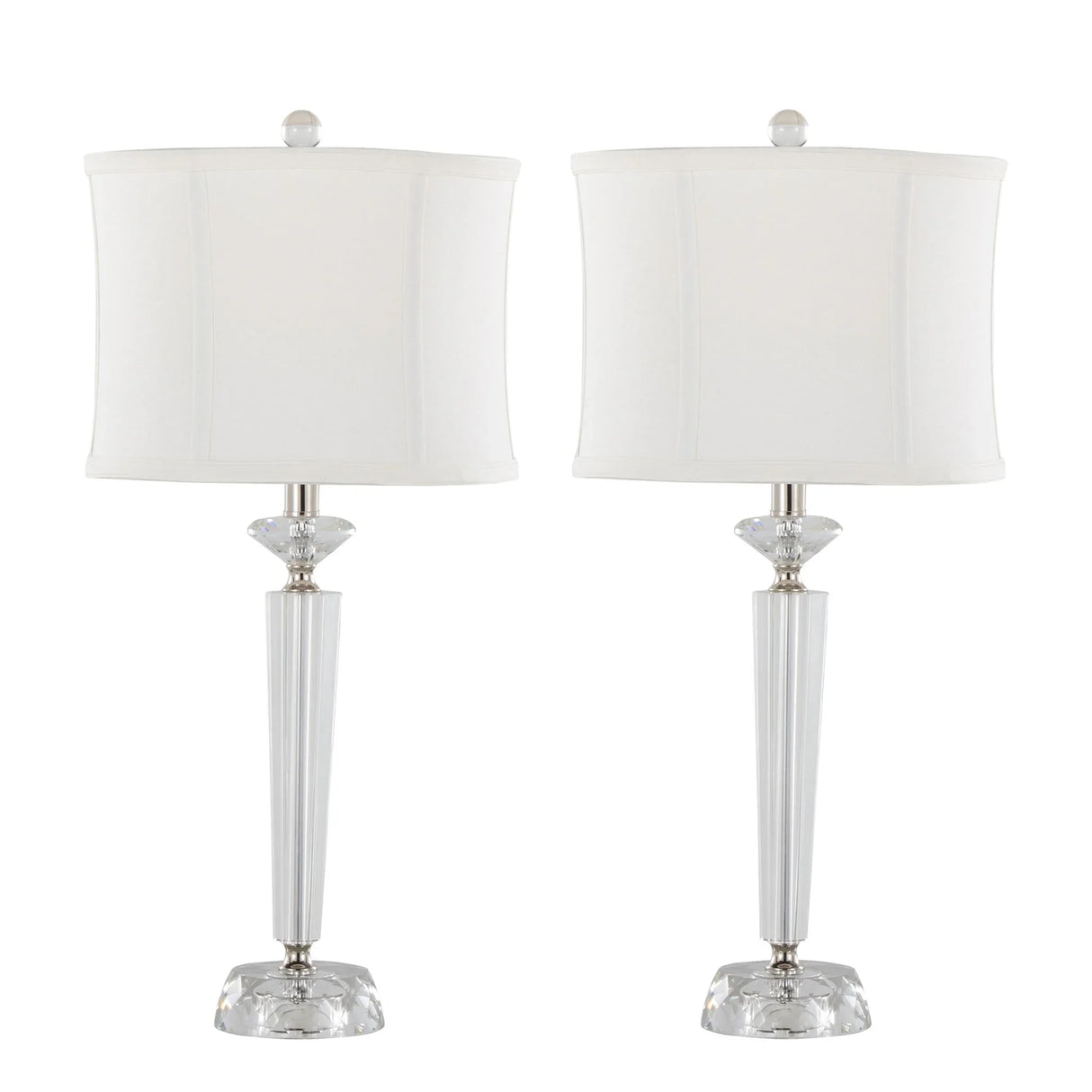 Diamond - Torch Contemporary Crystal Table Lamp (Set of 2) - Clear / Off White / Polished Nickel - Furniture Home Direct