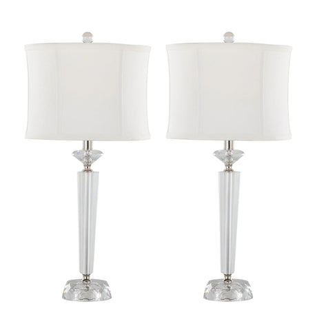 Diamond - Torch Contemporary Crystal Table Lamp (Set of 2) - Clear / Off White / Polished Nickel - Furniture Home Direct