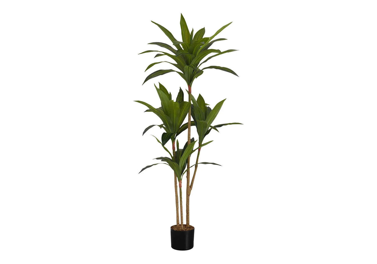 51" Tall, Artificial Plant, Dracaena Tree, Indoor, Faux, Fake, Floor, Greenery, Potted, Real Touch, Decorative - Green / Black - Furniture Home Direct