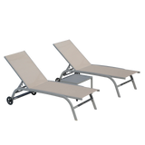 Outdoor Chaise Lounge Set With Adjustable Backrest Khaki - Furniture Home Direct