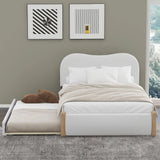 Upholstered Platform Bed With Wood Supporting Feet And Trundle - Furniture Home Direct
