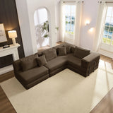 Modular L Shaped Floor Living Room Sofa Set With 6 Pillows - Furniture Home Direct