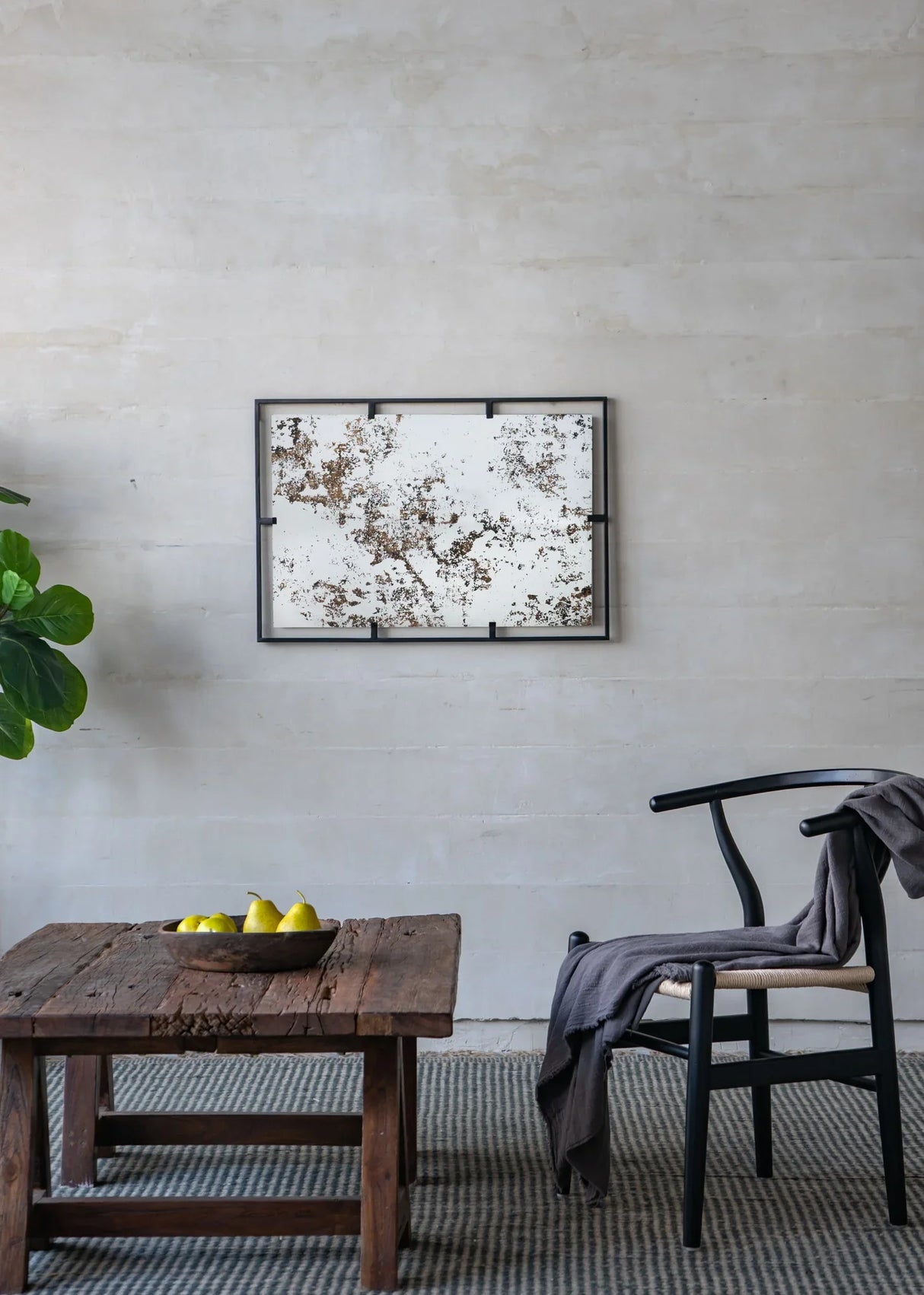 Rectangle Antiqued Wall Mirror Wall Mirror With Metal Frame, Home Wall Decor, Bedroom Living Room Entryway Wall Accent - Black - Furniture Home Direct
