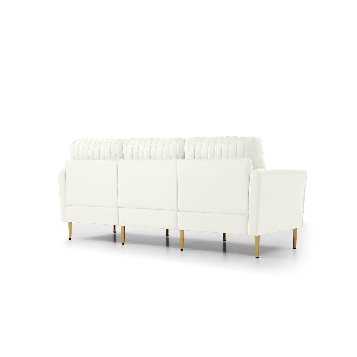 Modern Upholstered Living Room Set Containing One Sofa and Two Love Seats - Cream Velvet - Furniture Home Direct