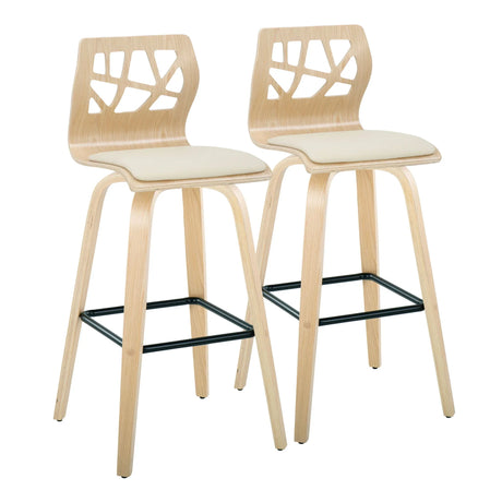 Folia - Contemporary Fixed Height Stool With Swivel With Square Footrest (Set of 2) - Furniture Home Direct