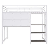 Metal Loft Bed With Desk, 3 Shelves And Ladder - Furniture Home Direct