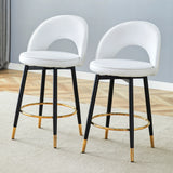 Counter Height Stools Upholstered Gold Footrest White - Furniture Home Direct