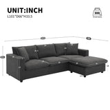 Modern Sectional Sofa, L-Shaped Couch Set With 2 Free Pillows, 4-Seat Polyester Fabric Couch Set With Convertible Ottoman For Living Room, Apartment, Office - Furniture Home Direct