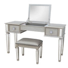 Mirrored Vanity Desk With Drawers And Stool, Flip Up Dressing Table Set For Makeup Room - Furniture Home Direct