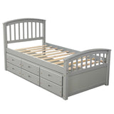 Platform Storage Bed Solid Wood Bed With 6 Drawers - Furniture Home Direct