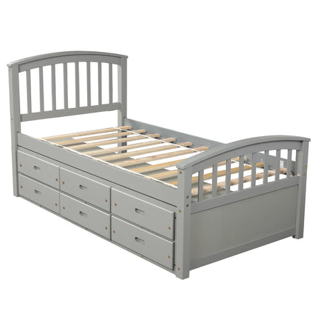 Platform Storage Bed Solid Wood Bed With 6 Drawers - Furniture Home Direct