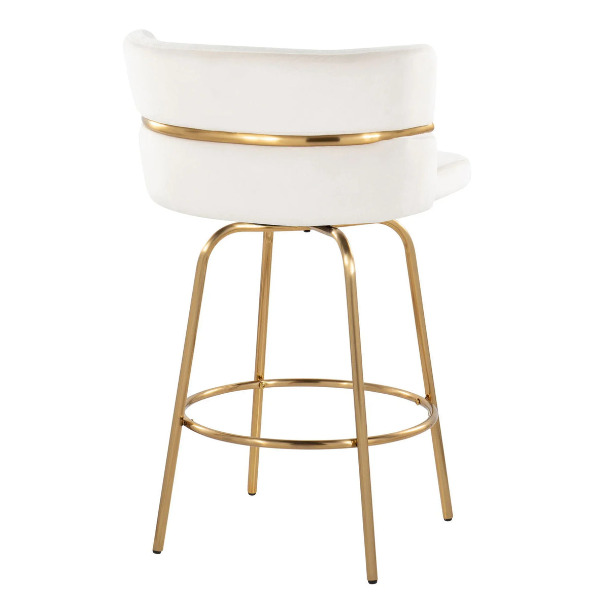 Cinch - Glam / Art Deco Fixed Height Counter Stool With Swivel With Round Footrest (Set of 2) - Furniture Home Direct